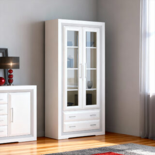 Vitrina EPOCA color blanco y borde plata