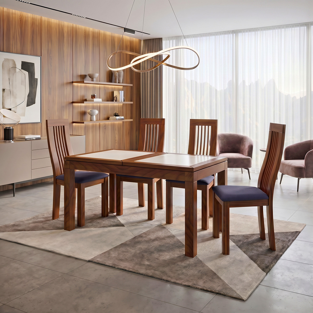 Mesa de comedor con centro combinado / Mod. 4301