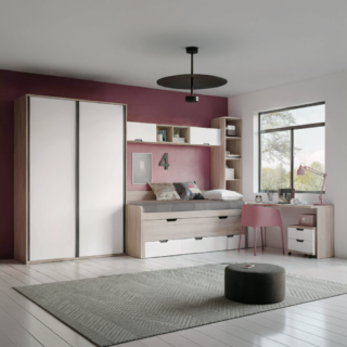 Dormitorio juvenil moderno con armario corredera
