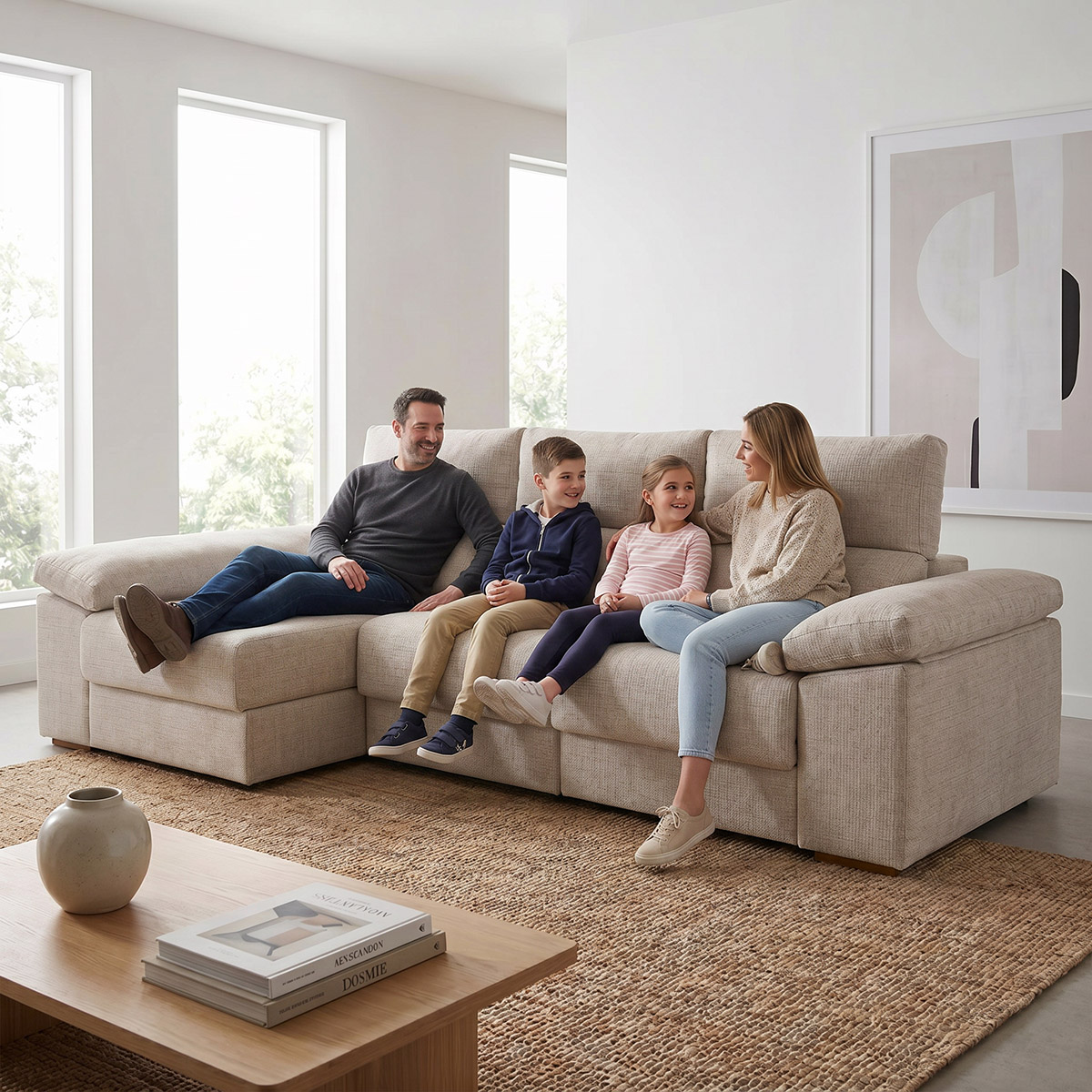 Sofá Chaise Longue Alhambra 300 cm con arcon en brazos, asientos y en chaiselongue/ Mod. 5121 - Imagen 3