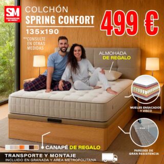 Colchón de muelles Spring Confort con tejido transpirable y firmeza media-alta