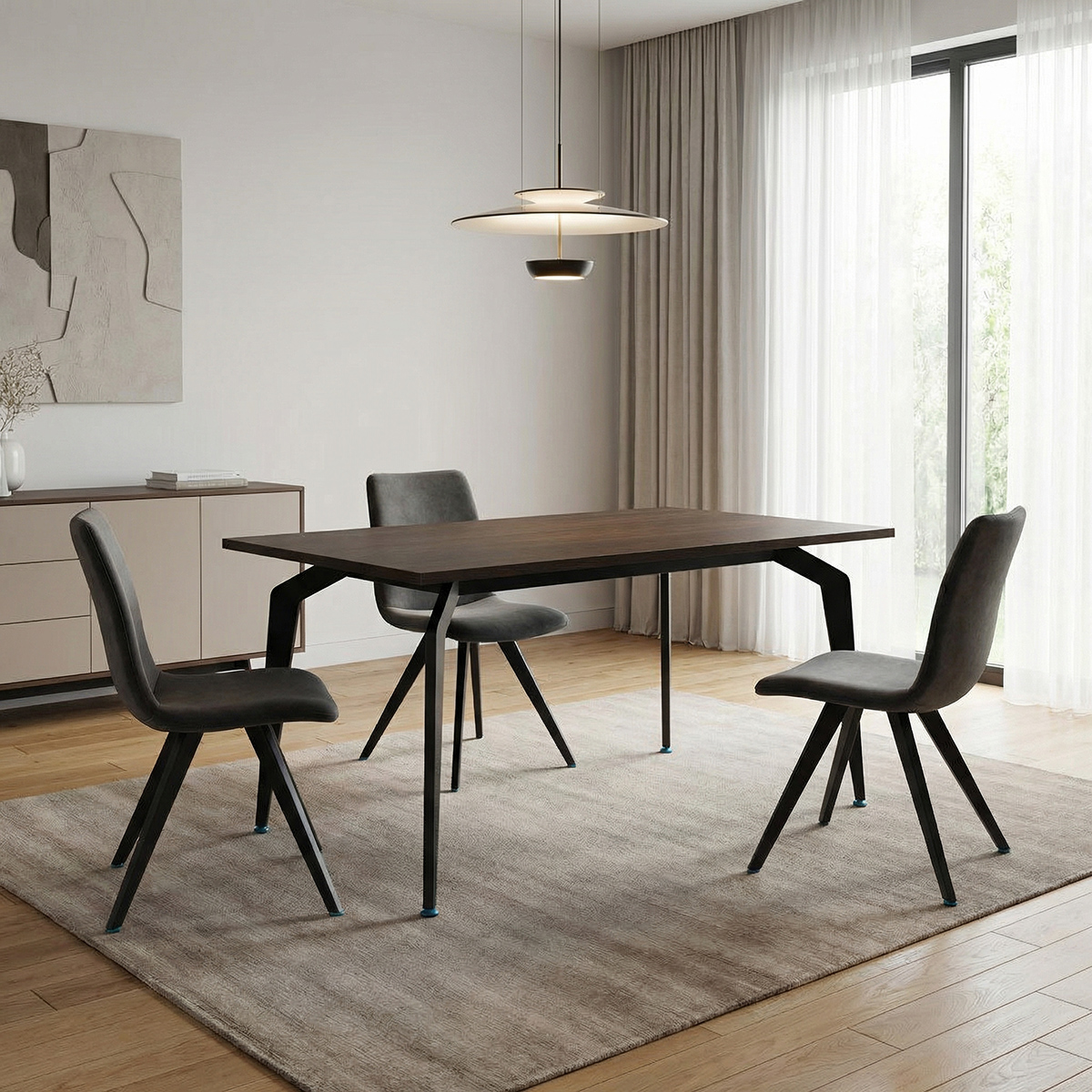Mesa comedor rectangular moderna con patas metálicas / Mod. 4314