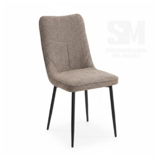 Silla tapizada de comedor modelo 4418 con patas metálicas negras