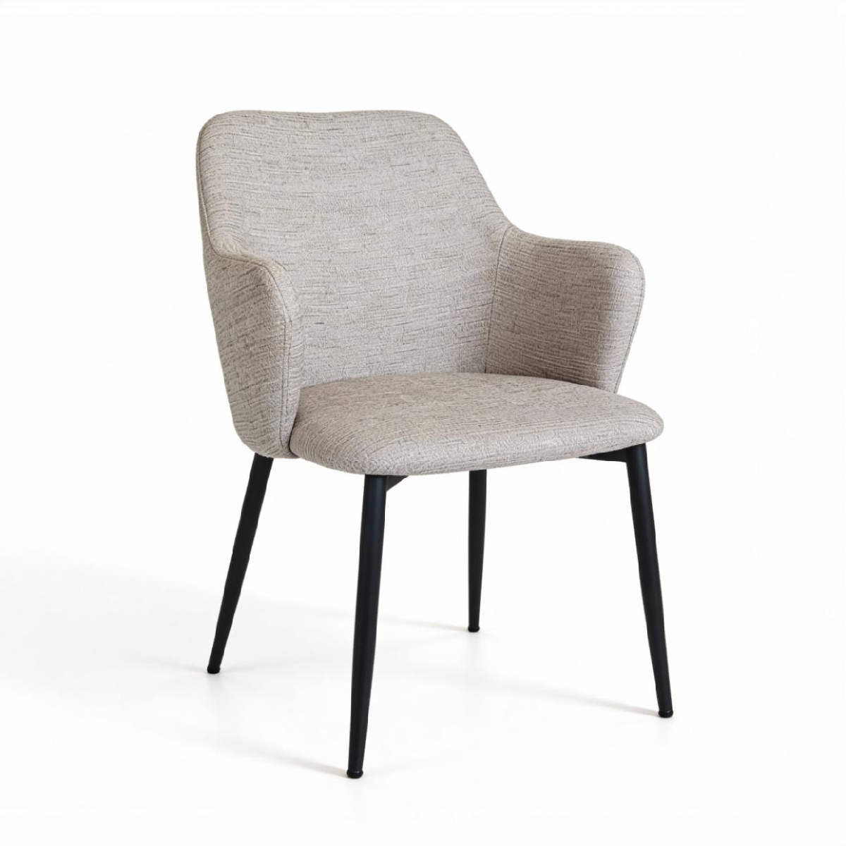 Silla de comedor tapizada con brazos modelo 4420 con patas metálicas negras