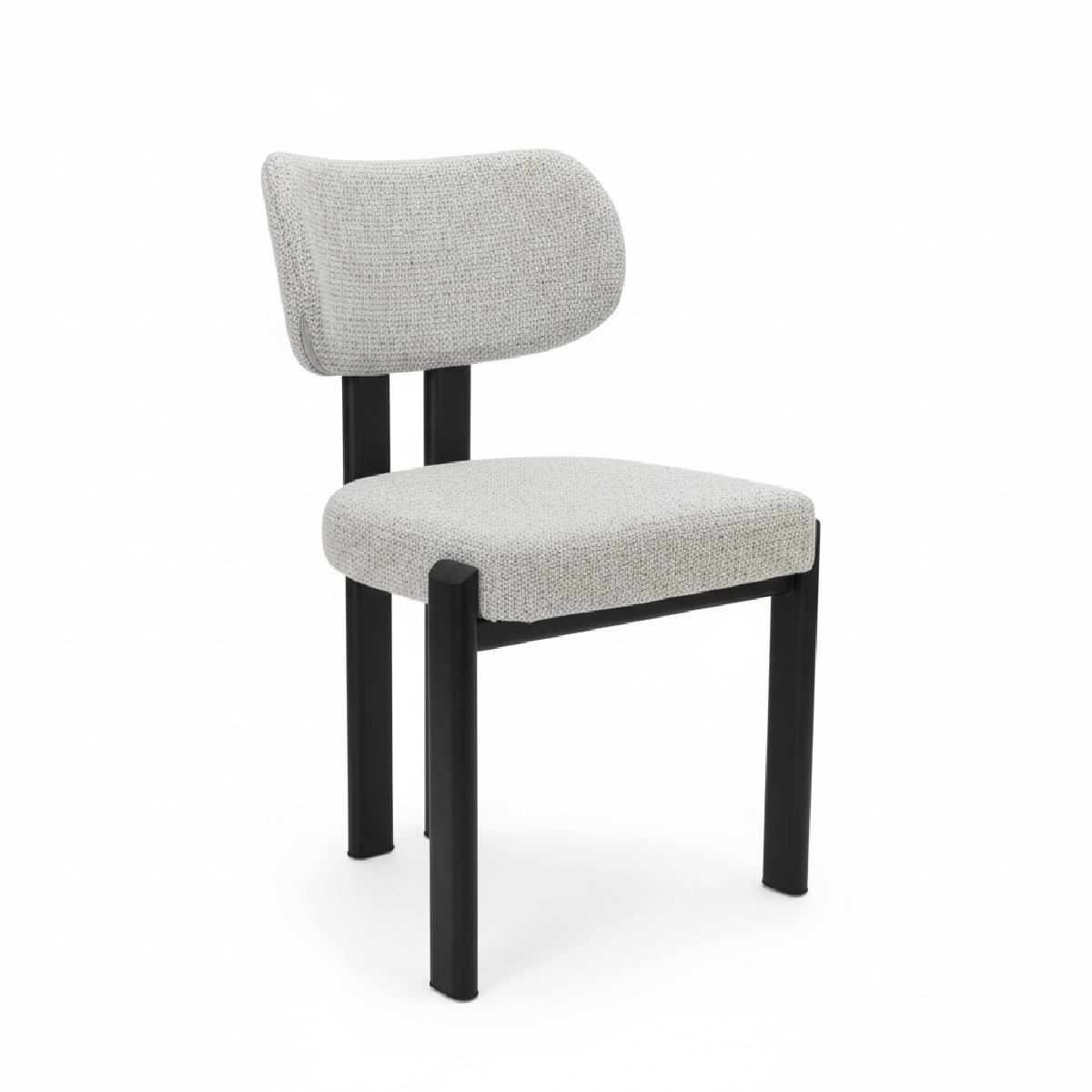 Silla tapizada de comedor modelo 4417 con patas metálicas negras