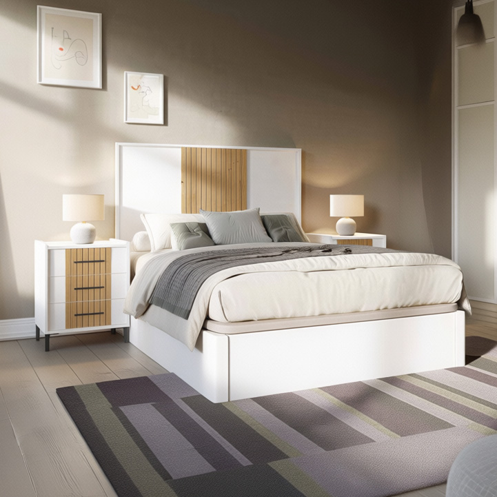 Dormitorio moderno con cabecero, mesitas, sinfonier y espejo vestidor / Mod. 2509 - Imagen 3