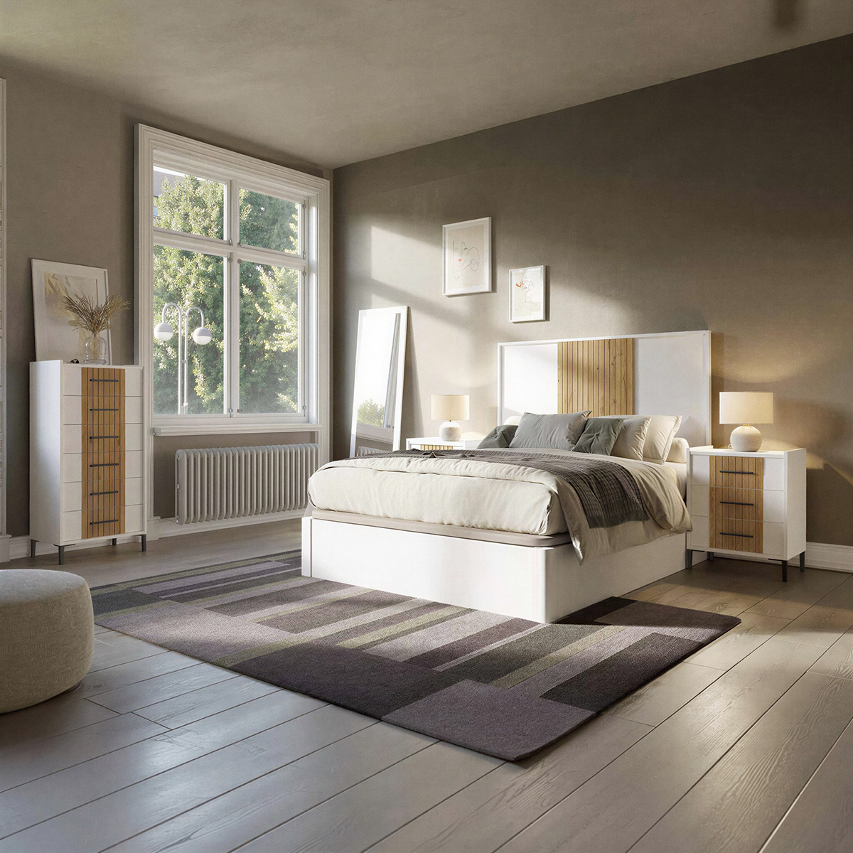 Dormitorio moderno con cabecero